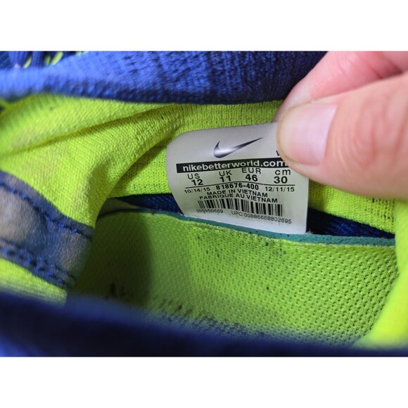 Nike LunarEpic Flyknit Shoes Mens 12 Blue Running Athletic Workout Gym Sneakers - Picture 8 of 8